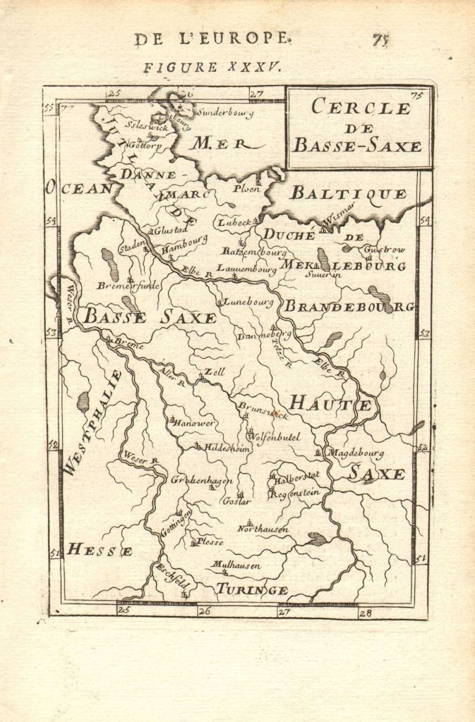LOWER SAXONY Niedersachsen Cercle de Basse-Saxe Hamburg Hanover. MALLET 1683 map